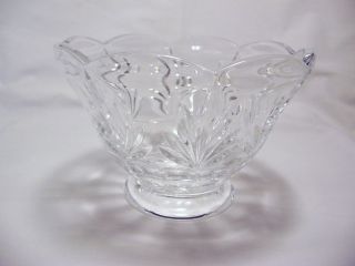 thick glass serving bowl cut glass pedestal bubbles 6 7/8 wide top