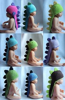 New Cute Baby Child Handmade Knit Crochet Dinosaur Hat Cap Photograph 