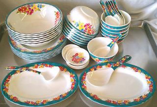 40 Piece Melamine Plastic GREEN Serving Dinner Bowl Plate Platter 