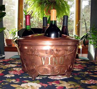 Wine Bottle Ice Bucket Stainless w/Copper Finish NEW