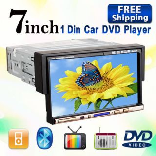 Single Din In Dash 7 Touch Screen Car Stereo Radio CD DVD Player BT 