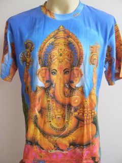 Ganesha Ganesh Meditation Men T Shirt OM Hindu India Blue M L XL