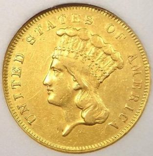 1857 Three Dollar Indian Gold Piece $3   Uncirculated   Rare BU 
