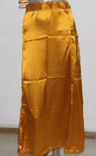 Gold Indian saree Satin Petticoat Underskirt belly dancing Lehanga 