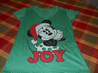 Minnie Mouse Joy Green T shirt Holday New with Tags Small