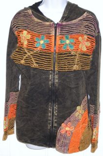 Rising International Nepal Women Cotton Hippie Hoodie Jacket FLOWER 