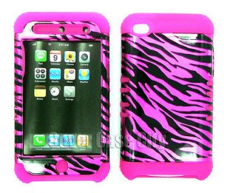 Pink Zebra Print Hard Cover Hybrid 2 in 1 Case For Apple iPod Touch 4 