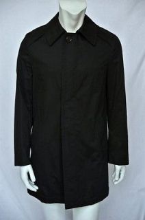   MCQUEEN Mens Black Cotton Blend Overcoat Coat Insulated Jacket 48 38