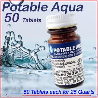 Water Purification Emergency Drinking Tablets Pills Potable Aqua 