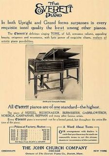 1907 Ad Everett Piano Upright Grand Old English Design   ORIGINAL 