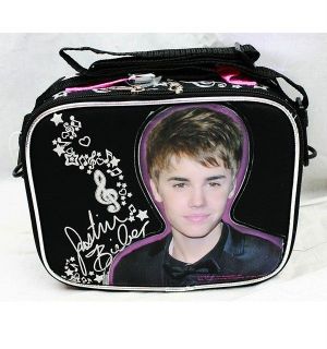 NWT Justin Bieber Insulated Lunch Bags Box Authentic Licensed Black 