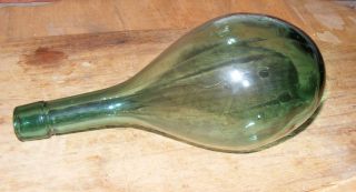 Vintage Italian Glass Chianti Wine Bottle Full Seam Ground Top   EMPTY