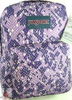 Jansport Logo Backpack Tote School Book Bag Purple Pink Leopard 