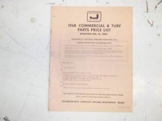 Original 1968 Jacobsen Ford Tractor Parts Price List
