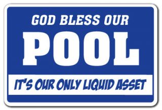 GOD BLESS OUR POOL Warning Sign swimming funny signs Jacuzzi hot tub 