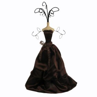   Mannequin Shabby Jewellery Necklace Stand Holder Tree Gold Satin Dress