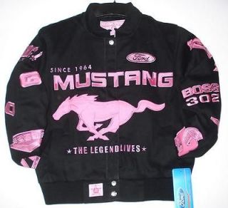   FORD MUSTANG RACING Women Cut PINK COTTON EMBROIDERED JACKET S