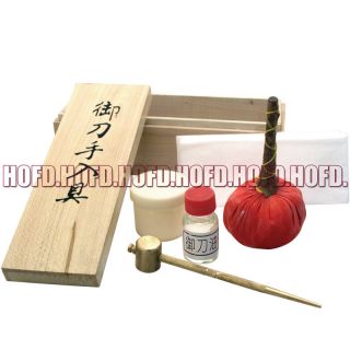 Cleaning Kit 4 Japanese Samurai Sword Katana Oil Hammer Wooden Display 