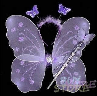 Girl Angel Fairy Butterfly Fairy Dress Up Princess Costume Wings Wand 