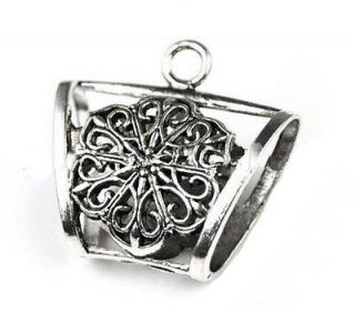 38X35mm Fashion Jewelry Alloy Scarf Bails Antique Silver Hollow Out 