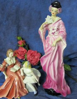   Ceramics KARLO figurine GEISHA 14 RARE mint PINK Japan Kimono