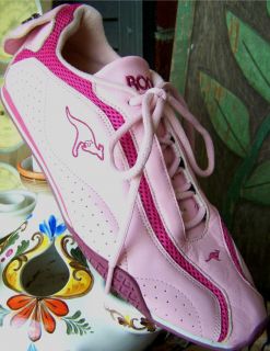 Womens Kangaroos 11 Pink Leather Sneakers Trainers Heel Zip Pocket EUC