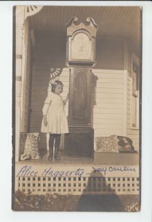 Longcase Tall Case Clock Old Real Photo Postcard Vintage Alice 