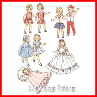 Vtg 1950s Doll Clothes Pattern ~ 17 Shirley Temple Formal Dress 