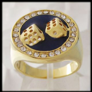 NEW 18K YELLOW GOLD SOLID GP OVERLAY FILLED WITH BRASS POKER DICE CZ 