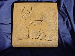 DEER STANDING CONCRETE CEMENT PLASTER SQUARE STEPPING STONE MOLD 1290