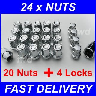 24 x ALLOY WHEEL NUTS & LOCKS FOR ISUZU TROOPER / WIZARD LOCKING BOLT 