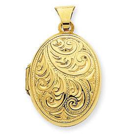 Brand New 14 Karat Yellow Gold 4 Picture Family 21mm Oval Locket
