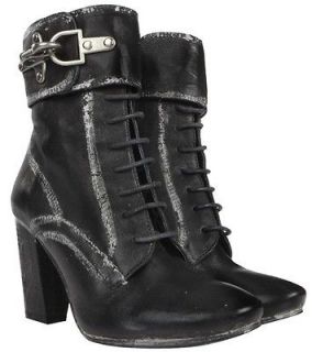 ALL SAINTS HEELED DAMISI BLACK LEATHER CLASP BOOTS 4 37 £195