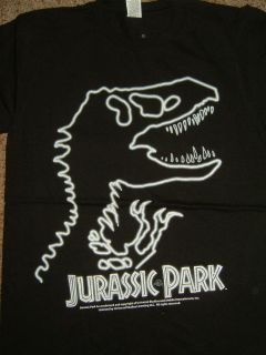 New Jurassic Park Movie Dinosaur Neon Silhouette Black T Shirt