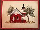   Vintage Needle Picture of a Home and Garden with a Wooden Frame