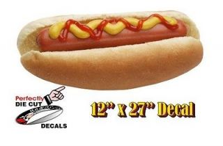 HUGE Ketchup Hot Dog 12x27 Decal Sign for Hot Dog Cart or 