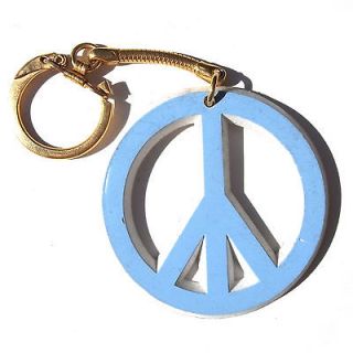 1970s original Vintage Keychains 2 Blue original hippy peace sign P 1