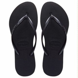 Havaianas Slim Black Flip Flops Sandals Womens US Size 6 Brazil 37/38