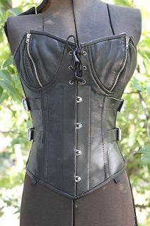Gothic Black Leather Corset with Buckles and Lacing Alter Ego 20 XS S