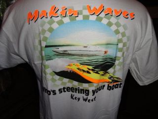   Machine Powerboat Racing T Shirt 100% cotton  Makin Waves  Key West