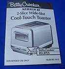 Betty Crocker Series II toaster manual instructions cool touch BC 1613 