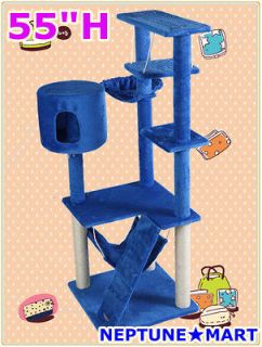 Neptune』55H Blue Cat Tree Bed Toy House Condo Scratcher Pet 