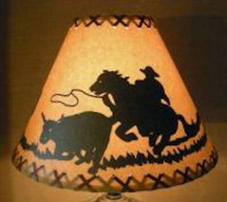 Rustic 14 laced lamp shades cowboy roping calf