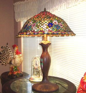 Tiffany Lamp 2,600 PIECES OF STAINED GLASS 3FT Tall GIANT TIFFANY FREE 