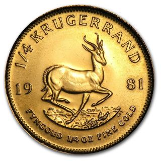 oz Gold South African Krugerrand Coin   Random Year   .25 oz
