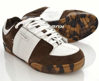 KUSTOM Kontage Leather Shoes Size 9 US 8 UK NEW Mens Brown White Camo 