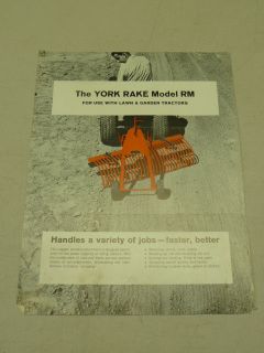 VINTAGE YORK RAKE #RM SPEC SHEET for LAWN & GARDEN TRACTORS
