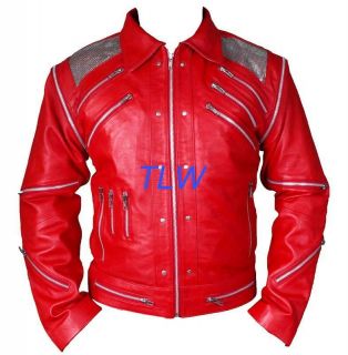   Beat It Leather Jacket Movie Red White Black A+ Quality Leather