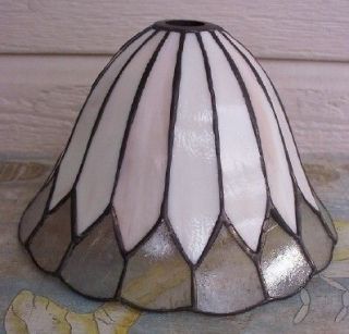 Pale Pink, White & Clear Frost Stained Glass Lamp Shade 8