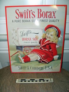 Reproduction Swifts Borax Soap Embossed Tin Sign